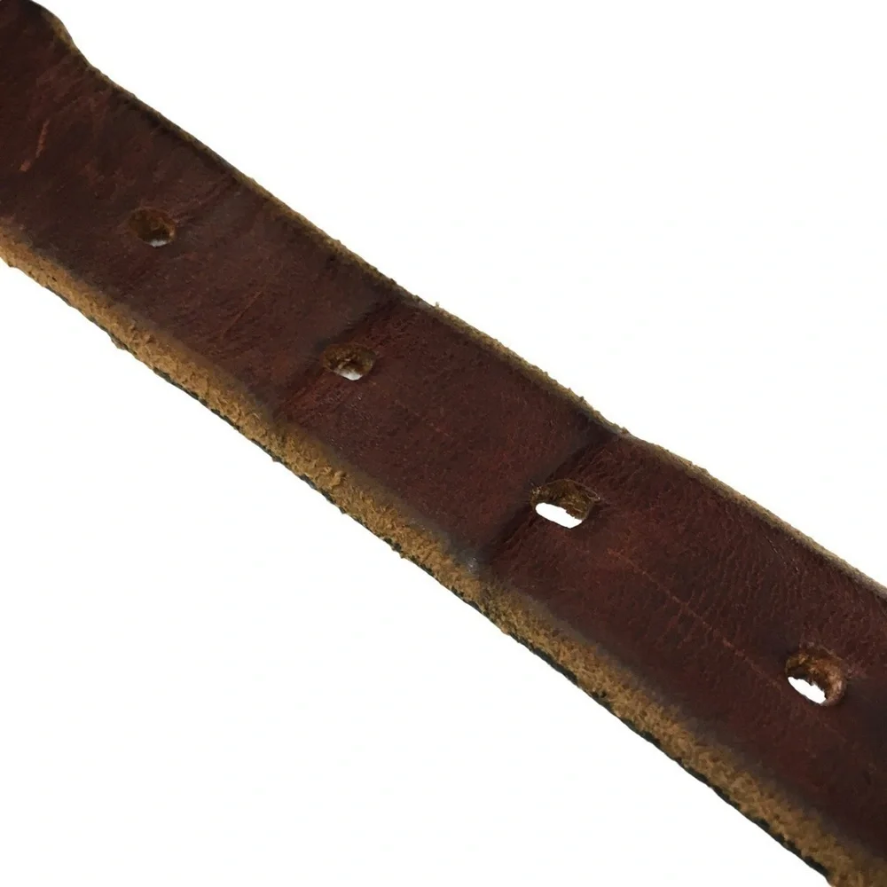 ORION LEATHER COMPANY Belt Largemouth Bass Concho Brown Antique Silver Finish